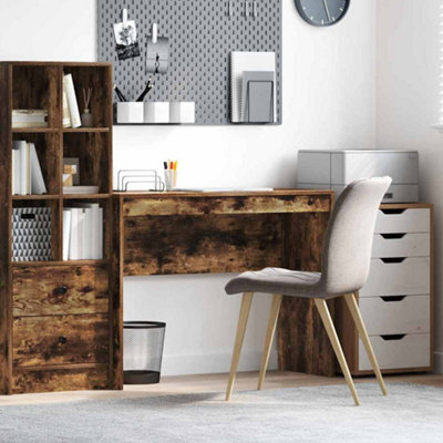 Berkfield Writing Desk Smoked Oak Engineered Wood 100 X 40 X 76 Cm - image 1
