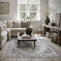 Wyld Haus Linimi 170 X 120Cm Polyester Grey Vintage-Style Washable Non-Slip Rug - thumbnail 1