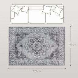 Wyld Haus Linimi 170 X 120Cm Polyester Grey Vintage-Style Washable Non-Slip Rug - thumbnail 3