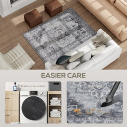 Wyld Haus Linimi 170 X 120Cm Polyester Grey Vintage-Style Washable Non-Slip Rug - thumbnail 5