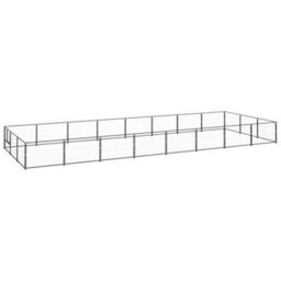 Berkfield Durable Dog Kennel Black 24 M2 Steel - thumbnail 2