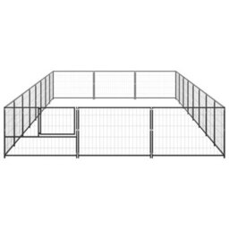 Berkfield Durable Dog Kennel Black 24 M2 Steel - thumbnail 3