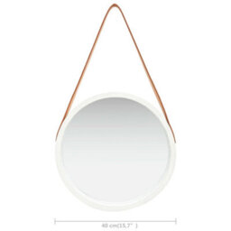 Berkfield Wall Mirror With Strap 40 Cm White - thumbnail 6