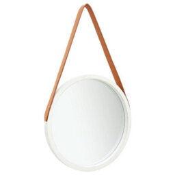 Berkfield Wall Mirror With Strap 40 Cm White - thumbnail 1