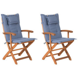 Beliani Garden Chair Maui Acacia Wood Blue - thumbnail 1