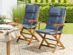 Beliani Garden Chair Maui Acacia Wood Blue - thumbnail 2