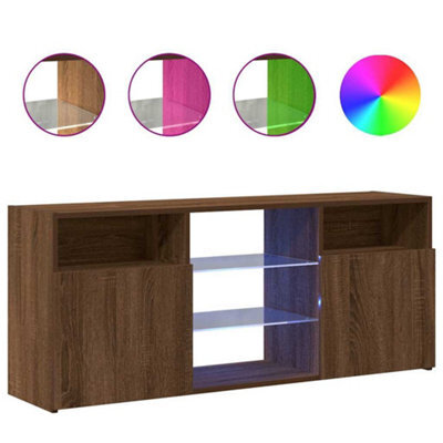 Berkfield Modern Tv Cabinet With Led Lights Brown Oak 120X30X50 Cm - image 1