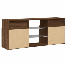 Berkfield Modern Tv Cabinet With Led Lights Brown Oak 120X30X50 Cm - thumbnail 9