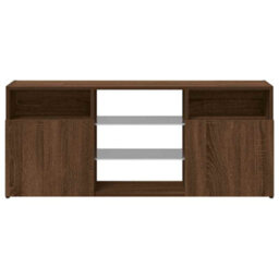 Berkfield Modern Tv Cabinet With Led Lights Brown Oak 120X30X50 Cm - thumbnail 7