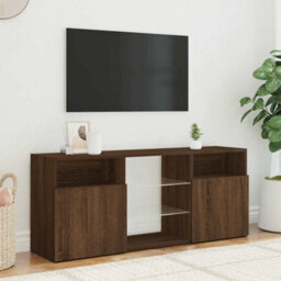 Berkfield Modern Tv Cabinet With Led Lights Brown Oak 120X30X50 Cm - thumbnail 4