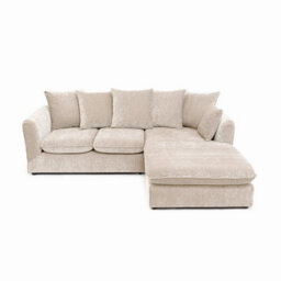Abakus Direct Lucas Water Repellent Velvet Chenille Right Facing Corner Sofa In Cream - thumbnail 2