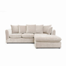 Abakus Direct Lucas Water Repellent Velvet Chenille Right Facing Corner Sofa In Cream