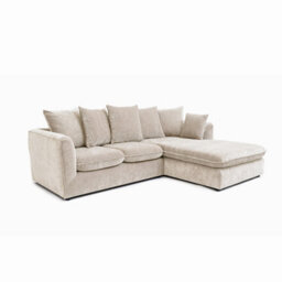 Abakus Direct Lucas Water Repellent Velvet Chenille Right Facing Corner Sofa In Cream - thumbnail 3