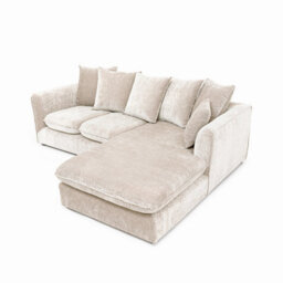 Abakus Direct Lucas Water Repellent Velvet Chenille Right Facing Corner Sofa In Cream - thumbnail 5