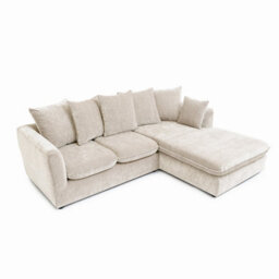 Abakus Direct Lucas Water Repellent Velvet Chenille Right Facing Corner Sofa In Cream - thumbnail 4