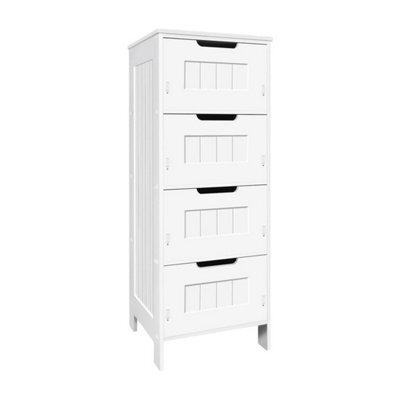 Bathroom Cabinet Free Standing Storage Unit 4 Drawers Floor Cupboard Pvc White - image 1