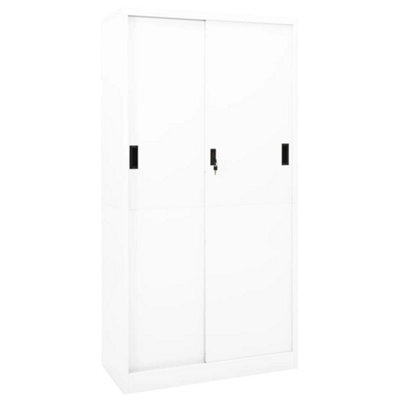 Berkfield Office Cabinet With Sliding Door White 90X40X180 Cm Steel - image 1