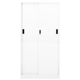 Berkfield Office Cabinet With Sliding Door White 90X40X180 Cm Steel - thumbnail 4