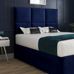 Caprio Upholserted Floorstanding Headboard With Divan Bed Frame - Blue - thumbnail 2