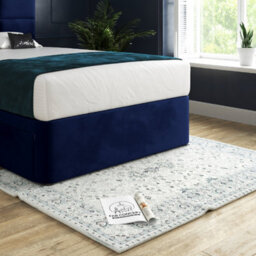 Caprio Upholserted Floorstanding Headboard With Divan Bed Frame - Blue - thumbnail 3