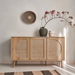 Sweeek - 120Cm Wood And Cane Rattan Sideboard Natural 120X39X70 Cm - Eva - thumbnail 5