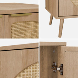 Sweeek - 120Cm Wood And Cane Rattan Sideboard Natural 120X39X70 Cm - Eva - thumbnail 4
