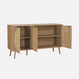 Sweeek - 120Cm Wood And Cane Rattan Sideboard Natural 120X39X70 Cm - Eva - thumbnail 3