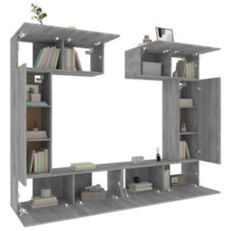Berkfield 6 Piece Tv Cabinet Set Grey Sonoma Engineered Wood - thumbnail 4