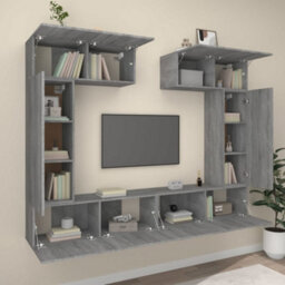 Berkfield 6 Piece Tv Cabinet Set Grey Sonoma Engineered Wood - thumbnail 3