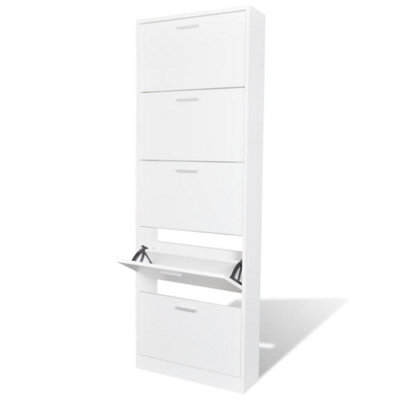 Berkfield White Wooden Shoe Cabinet With 5 Compartments - image 1