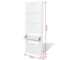 Berkfield White Wooden Shoe Cabinet With 5 Compartments - thumbnail 6