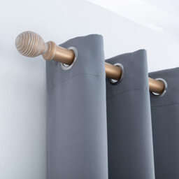 A.unique Home Ribbed Wooden Curtain Pole With Rings And Fittings - 35mm - 120Cm - Light Bronze - thumbnail 2