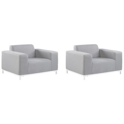 Beliani Set Of 2 Garden Armchairs Rovigo Fabric Light Grey - image 1
