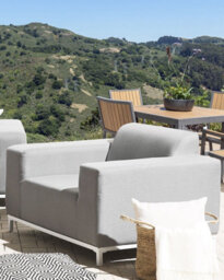 Beliani Set Of 2 Garden Armchairs Rovigo Fabric Light Grey - thumbnail 2