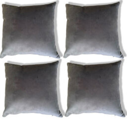 Beautiful Beanbags Set Of 4 Plush Velvet Scatter Cushions Complete With Cushion Pads Furniture Cushions With Inserts 4 Plush Velvet Cushions - Grey - thumbnail 2