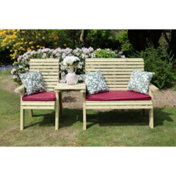 Churnet Valley Garden Furniture Ltd Ergo Trio Set Straight Tray - Timber - L75 X W220 X H105 Cm - Set Of Waterproof Cushions Included - thumbnail 2
