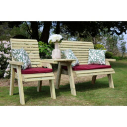 Churnet Valley Garden Furniture Ltd Ergo Trio Set Straight Tray - Timber - L75 X W220 X H105 Cm - Set Of Waterproof Cushions Included - thumbnail 3