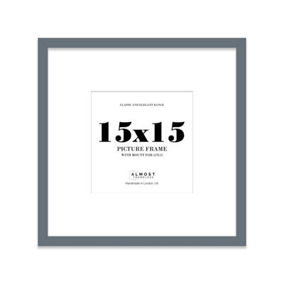 "15X15"" Grey Picture Frame - 15X15"" Square Frame With 12X12"" Mount For 15X15""/12X12"" Pictures Moderrn Style Thin Edge, 1 Pack" - image 1