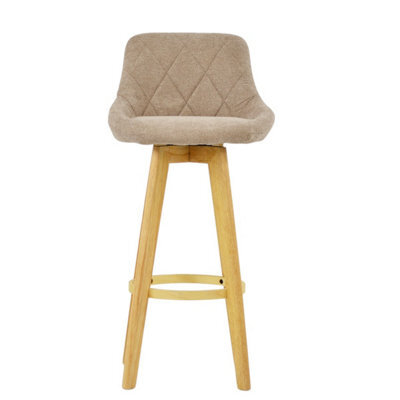 Lakeland Furniture Avesta Fawn Brown Fabric Wooden Fixed Height Leg Bar Stool - image 1