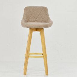 Lakeland Furniture Avesta Fawn Brown Fabric Wooden Fixed Height Leg Bar Stool - thumbnail 3