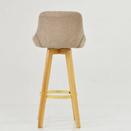 Lakeland Furniture Avesta Fawn Brown Fabric Wooden Fixed Height Leg Bar Stool - thumbnail 6