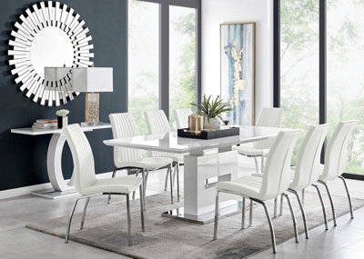 Furniturebox Uk Arezzo Large Extending Dining Table And 8 White Isco Chairs - image 1