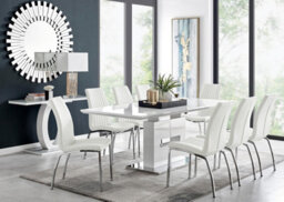 Furniturebox Uk Arezzo Large Extending Dining Table And 8 White Isco Chairs