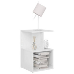 Berkfield Bedside Cabinet High Gloss White 35X35X55 Cm Engineered Wood - thumbnail 3