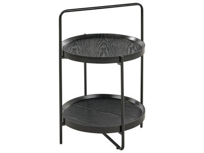 Wyld And Coco Novahome 2-Tier Round Side Table Black Mdf Top Powder-Coated Iron Frame 45 Cm X 64 Cm - image 1