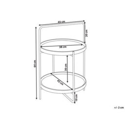 Wyld And Coco Novahome 2-Tier Round Side Table Black Mdf Top Powder-Coated Iron Frame 45 Cm X 64 Cm - thumbnail 3