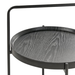 Wyld And Coco Novahome 2-Tier Round Side Table Black Mdf Top Powder-Coated Iron Frame 45 Cm X 64 Cm - thumbnail 5