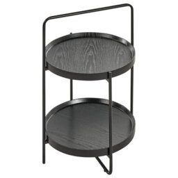 Wyld And Coco Novahome 2-Tier Round Side Table Black Mdf Top Powder-Coated Iron Frame 45 Cm X 64 Cm - thumbnail 4