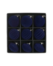 Werchristmas Set Of 9 Velvet Baubles, Navy, 10 Cm - thumbnail 1