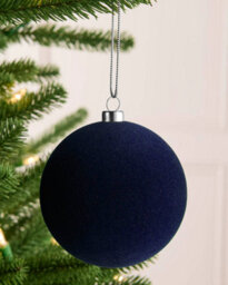 Werchristmas Set Of 9 Velvet Baubles, Navy, 10 Cm - thumbnail 5